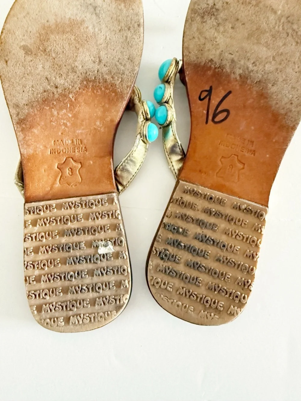 Vintage Y2K Mystique Boutique Stone Thong Sandals Size 8 - Picture 12 of 12